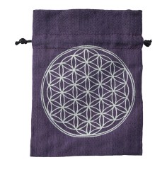 Baumwollsäckchen "Blume des Lebens" purple 11x15cm