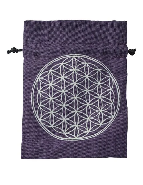 Baumwollsäckchen "Blume des Lebens" purple 11x15cm