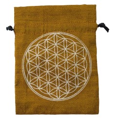 Baumwollsäckchen "Blume des Lebens" saffran 11x15cm