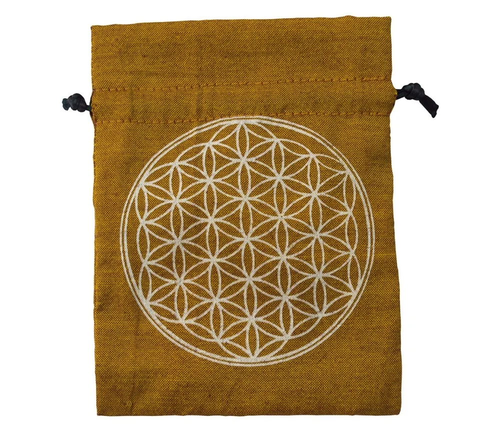 Baumwollsäckchen "Blume des Lebens" saffran 11x15cm