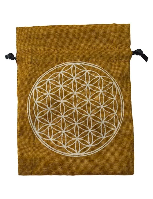 Baumwollsäckchen "Blume des Lebens" saffran 11x15cm