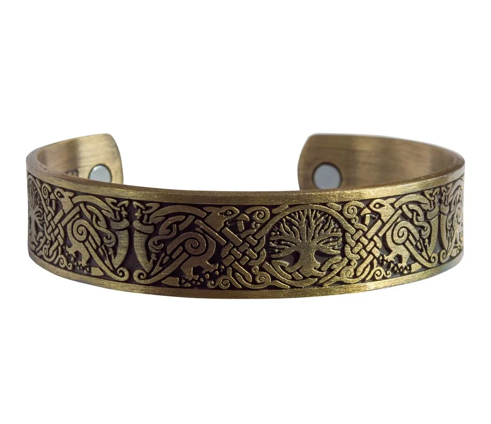 Magnet-Armband "Baum des Lebens" Zink-Legierung antik-goldfarben, Ø6x5cm