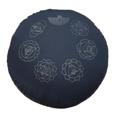 Meditationskissen mit Inlet "7 Chakren" Baumwolle(80%), Polyester(20%) schwarz 35x15cm mit hochwertigem Bio-Dinkelspelz gefüllt