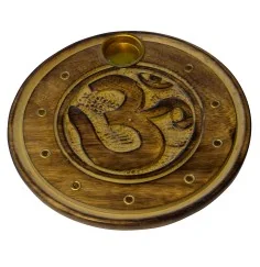 Räucherstäbchenhalter "Om" Holz rund 10cm