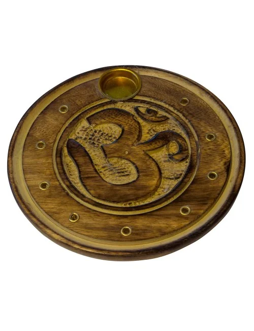 Räucherstäbchenhalter "Om" Holz rund 10cm