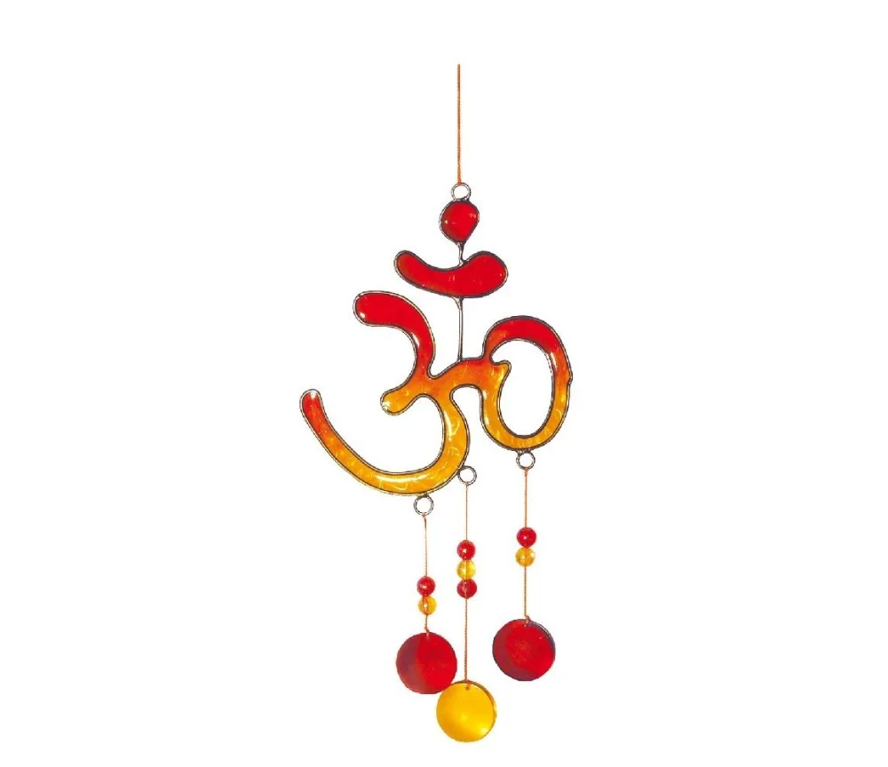 Suncatcher "Om" Fiberglas rot-orange 10x21cm