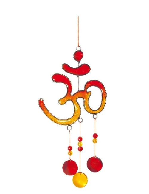 Suncatcher "Om" Fiberglas rot-orange 10x21cm