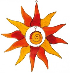 Suncatcher Sonne mit Spirale rot/orange 25cm