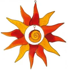 Suncatcher Sonne mit Spirale rot/orange 25cm