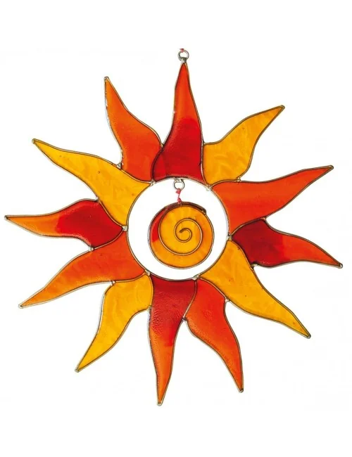 Suncatcher Sonne mit Spirale rot/orange 25cm