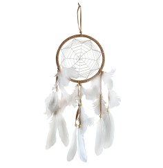 Traumfänger "Star Web" Leder braun mit weissem Netz, 16x55cm