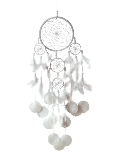 Traumfänger "Triple Shell" Nylon mit Muscheln und Perlen 16x60cm