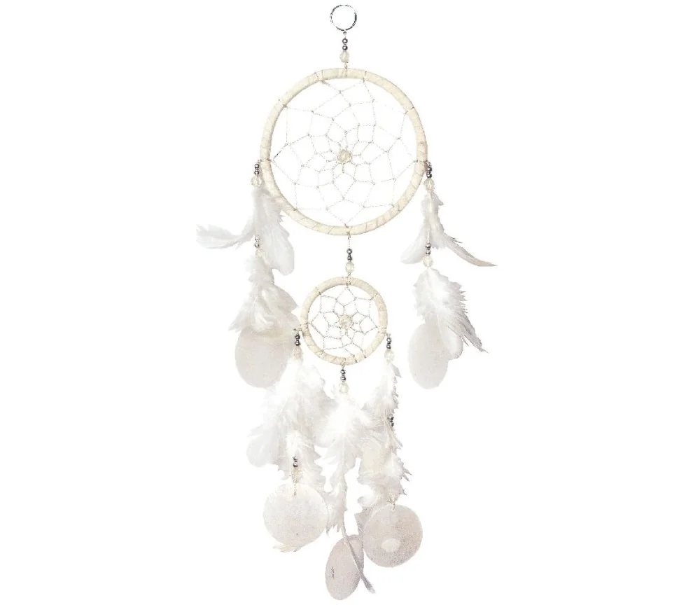 Traumfänger Mobile mit 2TF und 5 Capiz Muschel 40cm