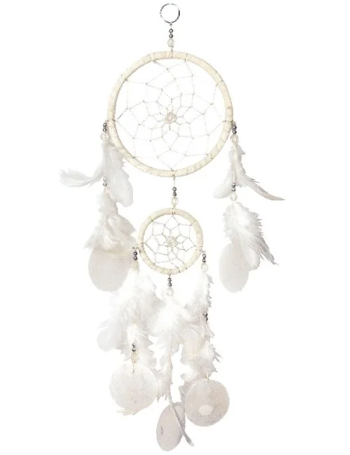 Traumfänger Mobile mit 2TF und 5 Capiz Muschel 40cm