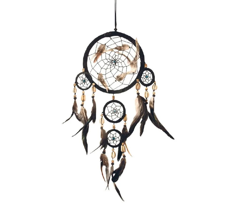 Traumfänger Mobile mit Kauri Muscheln Leder 50cm