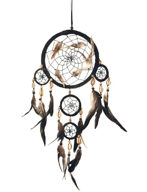 Traumfänger Mobile mit Kauri Muscheln Leder 50cm