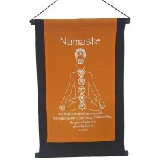 Wandbehang "Namaste/ Chakra Buddha" Baumwolle saffran 27x40cm