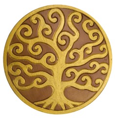 Wandornament "Lebensbaum" MDF braun/gold bemalt, 20cm
