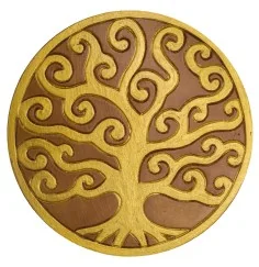 Wandornament "Lebensbaum" MDF braun/gold bemalt, 20cm
