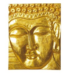 Wandrelief "Buddha" Holz vergoldet 20x25cm