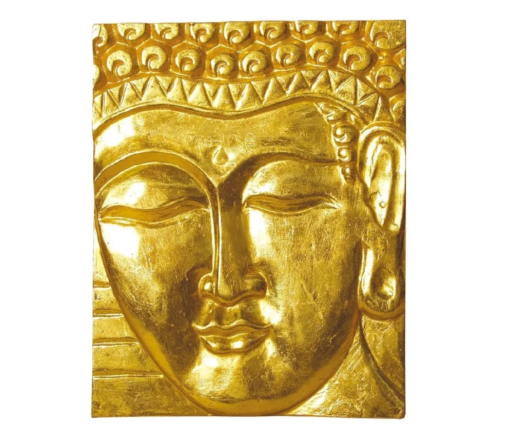 Wandrelief "Buddha" Holz vergoldet 20x25cm