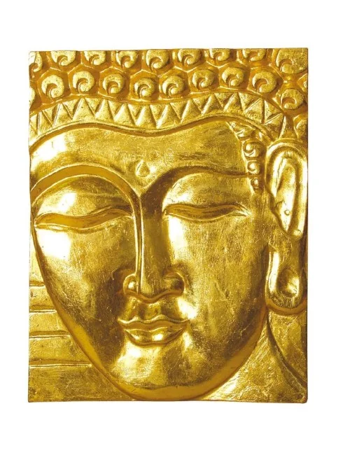 Wandrelief "Buddha" Holz vergoldet 20x25cm