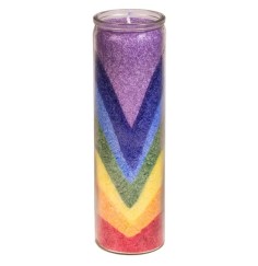 Kerze - Duftkerze im Glas - Chakra / Regenbogental / Spitzen - Bunt - Palmkernwachs - ca. 100 Std.