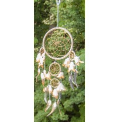 Traumfänger - mit Federn - braun / natur ca. 65 x 22 cm