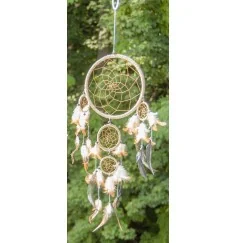 Traumfänger - mit Federn - braun / natur ca. 65 x 22 cm