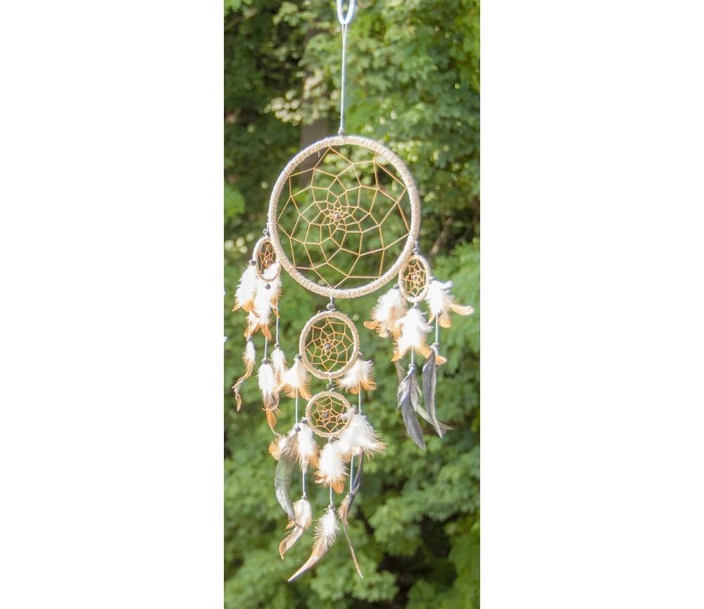 Traumfänger - mit Federn - braun / natur ca. 65 x 22 cm