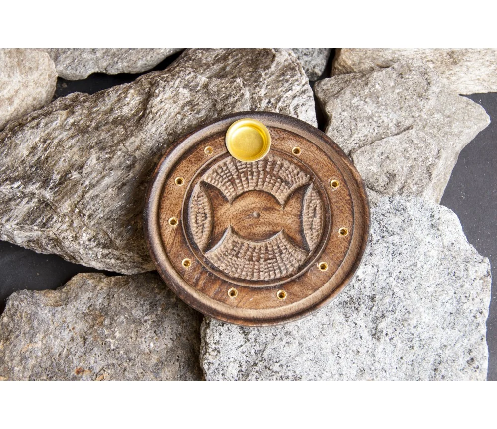 Räucherstäbchen - und Räucherkegel Halter - Sonne/Mond