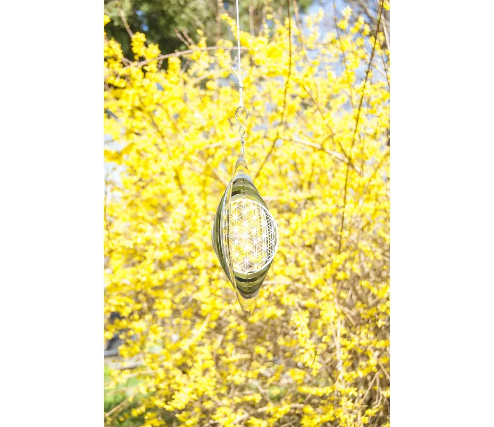 Hängende Dekoration - Edelstahl Mobile - Blume des Lebens- 25 cm