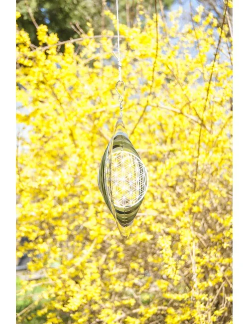 Hängende Dekoration - Edelstahl Mobile - Blume des Lebens- 25 cm