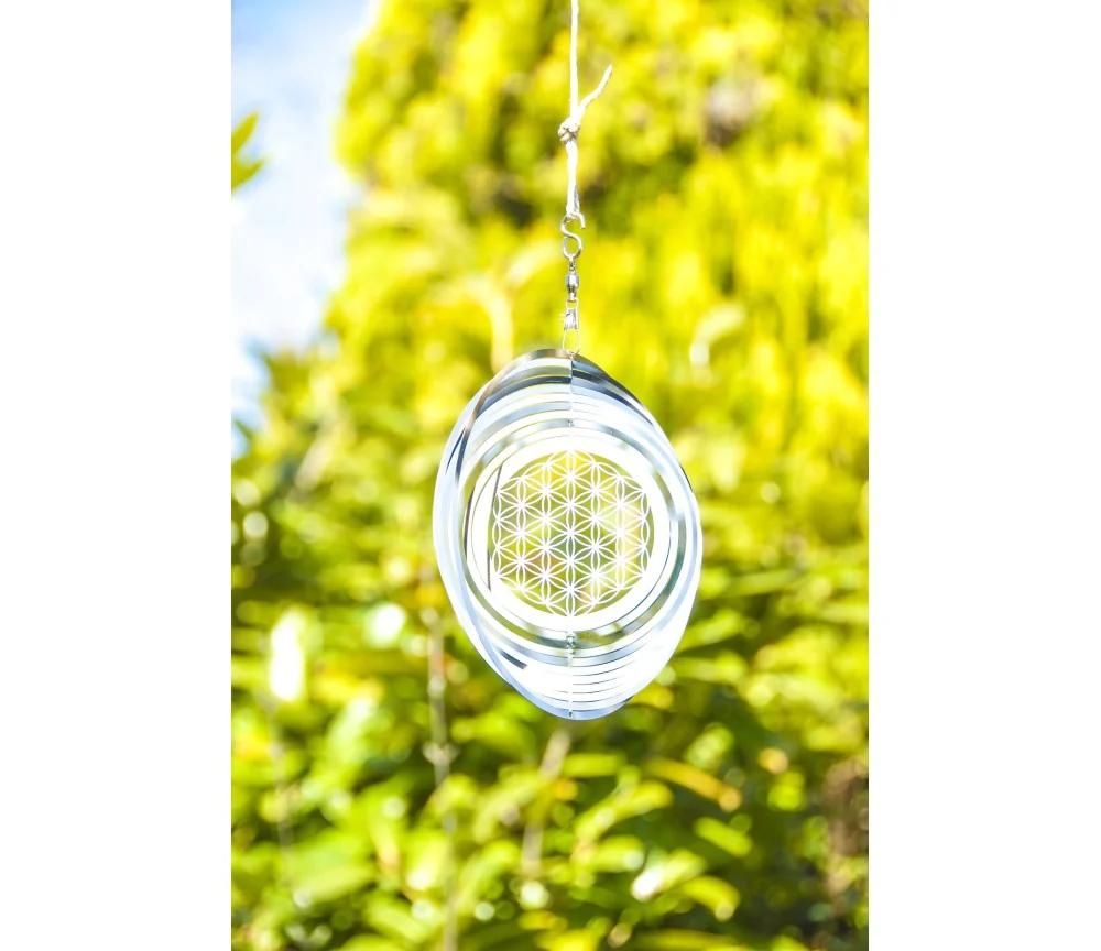 Hängende Dekoration - Edelstahl Mobile - Blume des Lebens- 15 cm