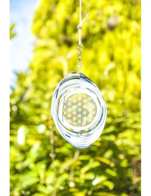 Hängende Dekoration - Edelstahl Mobile - Blume des Lebens- 15 cm