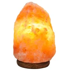 Lampe - Salzkristall - mit Holzsockel (2-3 kg)