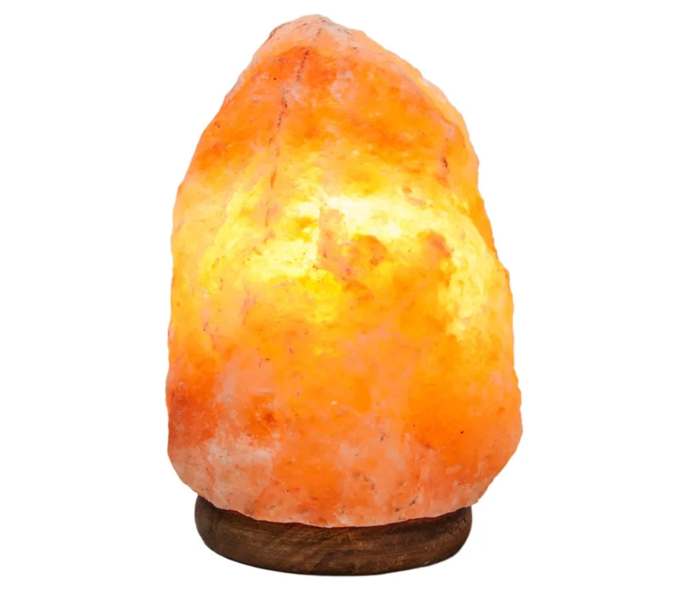 Lampe - Salzkristall - mit Holzsockel (2-3 kg)