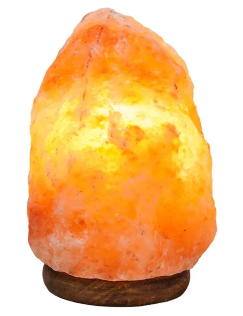 Lampe - Salzkristall - mit Holzsockel (2-3 kg)