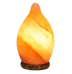 Lampe - Salzkristall - Tropfen- mit Holzsockel ca. 20 cm