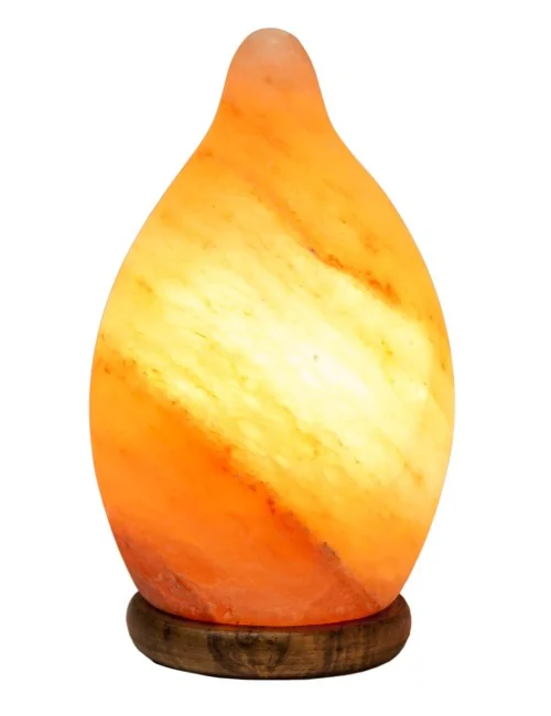 Lampe - Salzkristall - Tropfen- mit Holzsockel ca. 20 cm