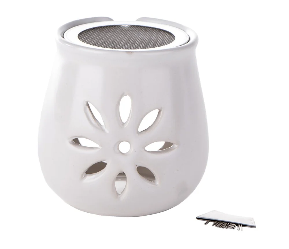 Räucherstövchen - Blume - aus Ton mit Sieb ca. 8,5x8 cm