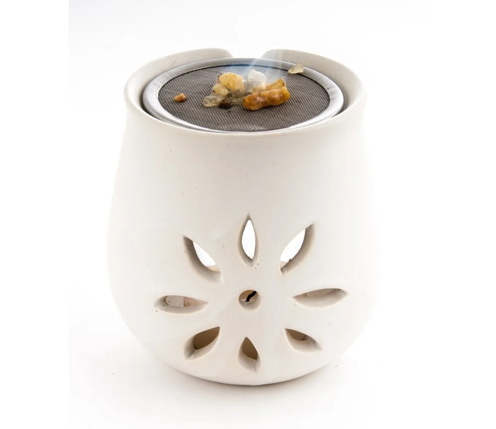 Räucherstövchen - Blume - aus Ton mit Sieb ca. 8,5x8 cm