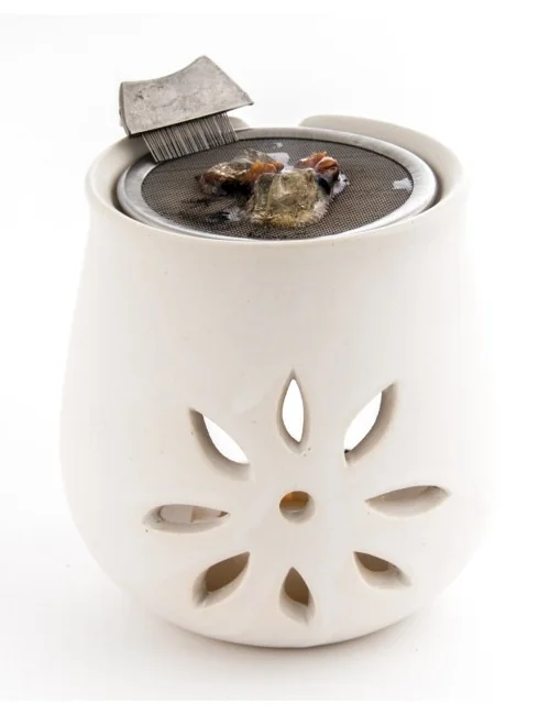 Räucherstövchen - Blume - aus Ton mit Sieb ca. 8,5x8 cm