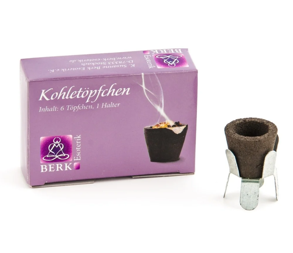 Kohletöpfchen zum Räuchern - 6 Stück inkl. Halter