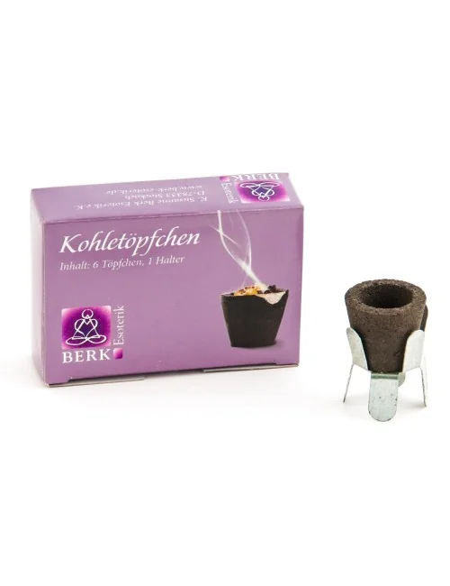 Kohletöpfchen zum Räuchern - 6 Stück inkl. Halter