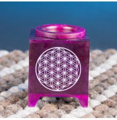 Aromalampe - Blume des Lebens violett aus Speckstein