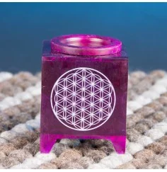 Aromalampe - Blume des Lebens violett aus Speckstein
