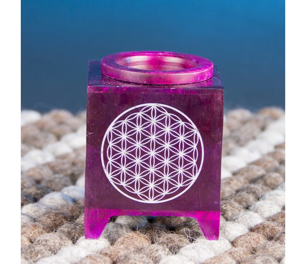 Aromalampe - Blume des Lebens violett aus Speckstein