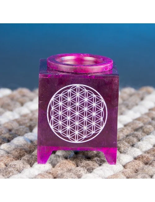 Aromalampe - Blume des Lebens violett aus Speckstein