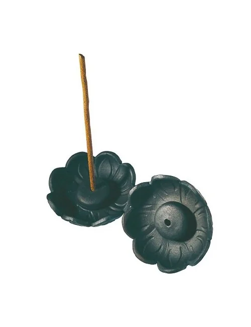 Räucherstäbchenhalter - Lotus - aus Ton Schwarz